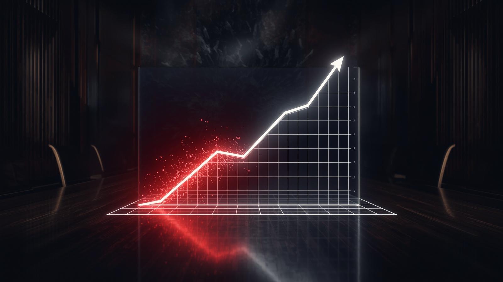 Gráfico atuarial de alto contraste demonstrando o descolamento entre a injeção exponencial de CapEx em projetos de GenAI e a linha estagnada da margem EBITDA da corporação, sublinhando a falência das PoCs.