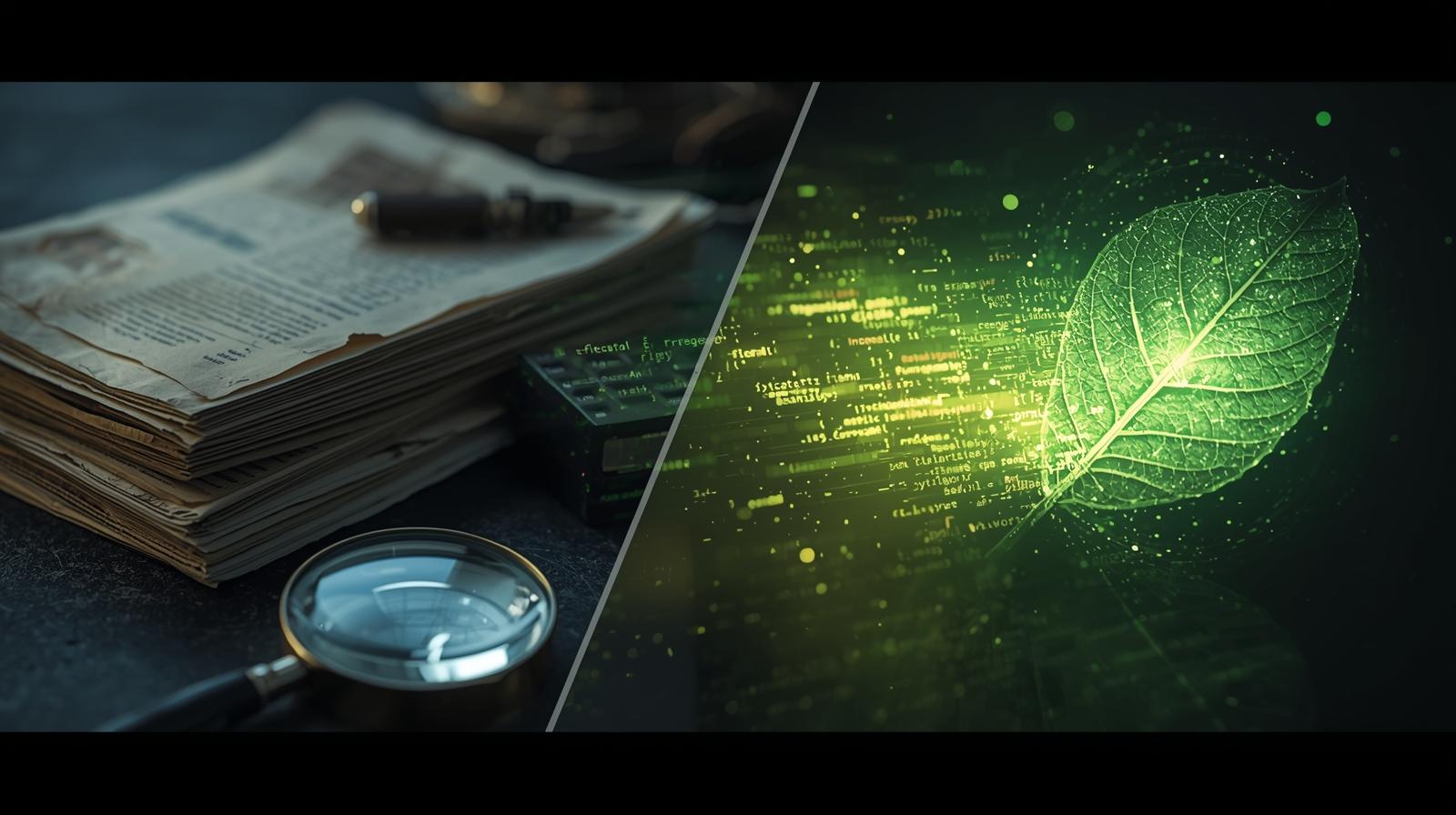 Gráfico ilustrando a discrepância entre a auditoria analógica propensa a falhas e a precisão do MRV Digital